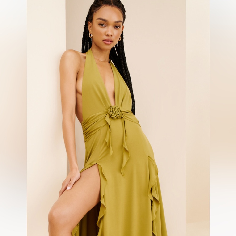 WeWoreWhat Green Asymmetrical Ruffled Cocktail Dress